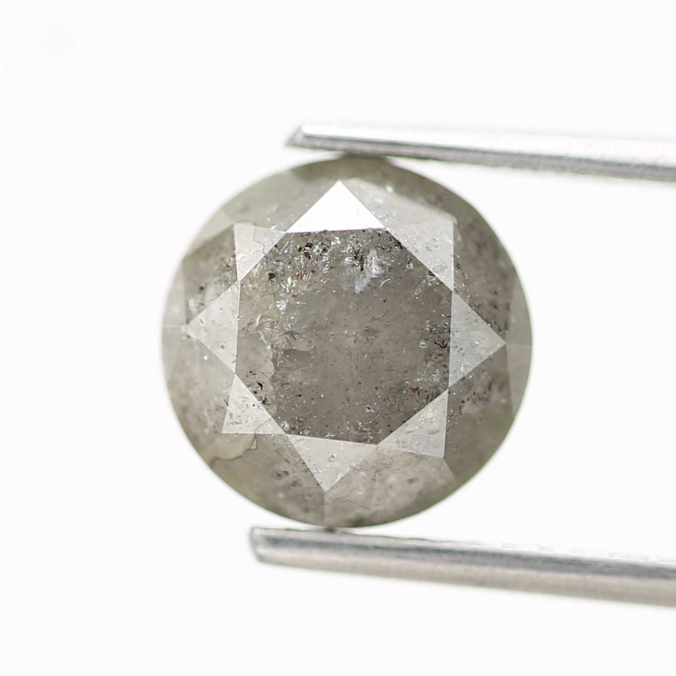 3.08 Carat Salt and Pepper Diamond Gray Round Brilliant Cut Natural Loose Diamond